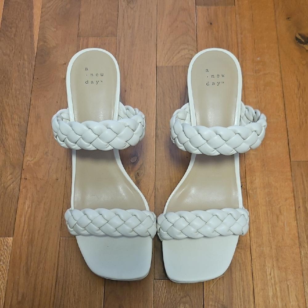A New Day Women's Cream Braided Heels